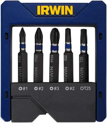 Irwin - 5 Piece, Phillips, Square, Torx Handle, Power Bit Set - #2 - Apex Tool & Supply