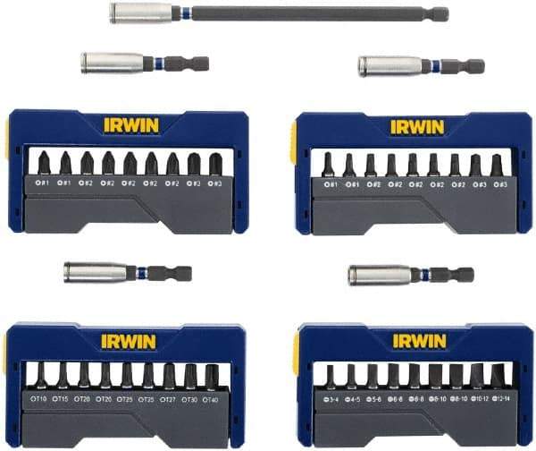 Irwin - 41 Piece, Phillips, Square, Torx, Slotted Handle, Insert Bit Set - #1 to #3 - Apex Tool & Supply