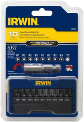 Irwin - 10 Piece, Phillips, Square, Torx Handle, Insert Bit Set - #1 to #3 - Apex Tool & Supply