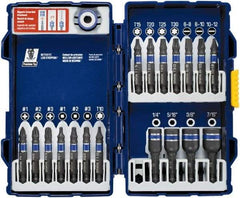 Irwin - 19 Piece, Phillips, Square, Torx, Slotted, Hex Nutsetter Handle, Drive Set - 1/4 to 7/16" Hex, #1 to #3 - Apex Tool & Supply