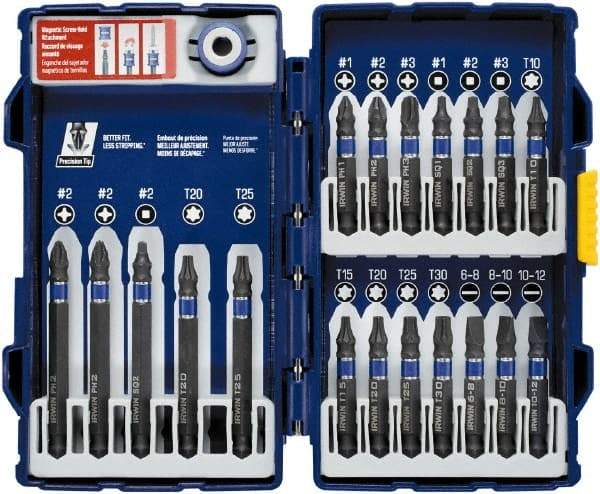 Irwin - 20 Piece, Phillips, Square, Torx, Slotted Handle, Drive Set - #1 to #3 - Apex Tool & Supply