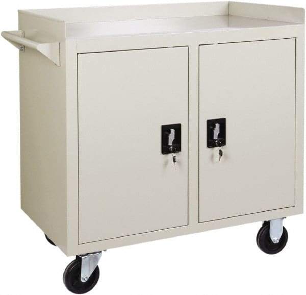Value Collection - 1,000 Lb Capacity, 2 Shelf, 1 Drawer, 2 Door Mobile Cabinet - 36" Wide x 22" Deep x 38.19" High, Steel, Putty - Apex Tool & Supply