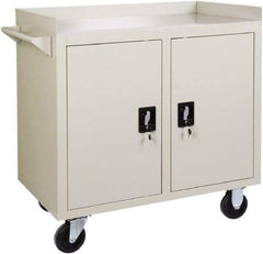 Value Collection - 1,000 Lb Capacity, 2 Shelf, 1 Drawer, 2 Door Mobile Cabinet - 36" Wide x 22" Deep x 38.19" High, Steel, Putty - Apex Tool & Supply