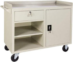 Value Collection - 1,000 Lb Capacity, 2 Shelf, 1 Drawer, 1 Door Mobile Cabinet - 45" Wide x 22" Deep x 38.19" High, Steel, Putty - Apex Tool & Supply