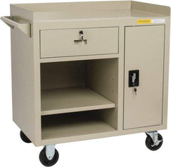 Value Collection - 1,000 Lb Capacity, 2 Shelf, 1 Drawer, 1 Door Mobile Cabinet - 36" Wide x 22" Deep x 38.19" High, Steel, Putty - Apex Tool & Supply