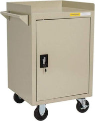 Value Collection - 600 Lb Capacity, 1 Shelf, 1 Drawer, 1 Door Mobile Bench - 23" Wide x 22" Deep x 38.19" High, Steel, Putty - Apex Tool & Supply