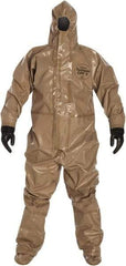 Dupont - Size M Hazmat Chemical Resistant Coveralls - Tan, Zipper Closure, Elastic Cuffs - Apex Tool & Supply