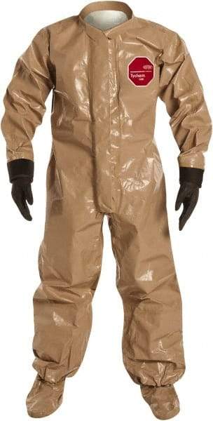 Dupont - Size M Hazmat Chemical Resistant Coveralls - Tan, Zipper Closure, Elastic Cuffs - Apex Tool & Supply