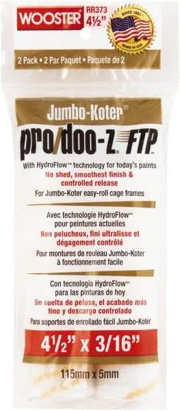 Wooster Brush - 3/16" Nap, 4-1/2" Wide Paint Mini Roller Covers - Smooth Texture, Woven - Apex Tool & Supply