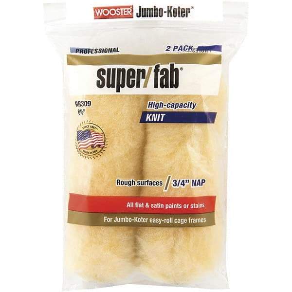 Wooster Brush - 3/4" Nap, 6-1/2" Wide Paint Mini Roller Covers - Rough Texture, Synthetic Knit - Apex Tool & Supply