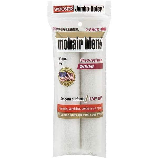 Wooster Brush - 1/4" Nap, 6-1/2" Wide Paint Mini Roller Covers - Smooth Texture, Mohair Blend - Apex Tool & Supply