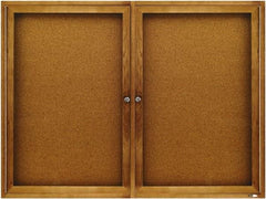 Quartet - 48" Wide x 36" High Enclosed Cork Bulletin Board - Natural (Color) - Apex Tool & Supply