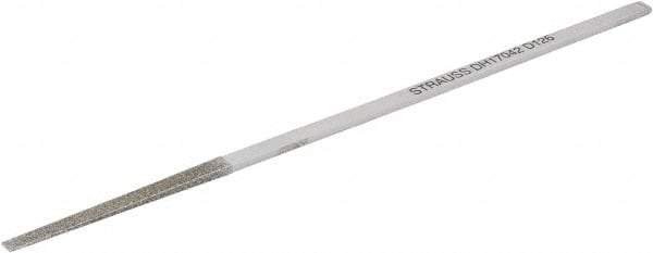 Strauss - 6.69" OAL Medium Flat Needle Diamond File - 0.157" Wide x 0.09" Thick, 1.97 LOC, Gray, 126 Grit - Apex Tool & Supply
