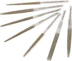 Strauss - 3.346" OAL Medium Equalling Needle Diamond File - 1/5" Wide x 1/16" Thick, 1.77 LOC, Gray, 126 Grit - Apex Tool & Supply