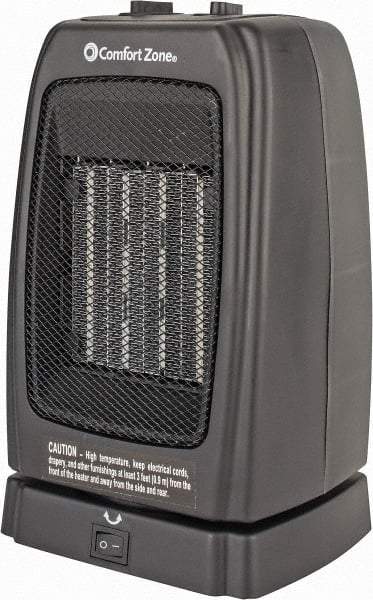 Comfort Zone - 5,120 Max BTU Rating, Ceramic Heater - 12.5 Amps, 120 Volts - Apex Tool & Supply