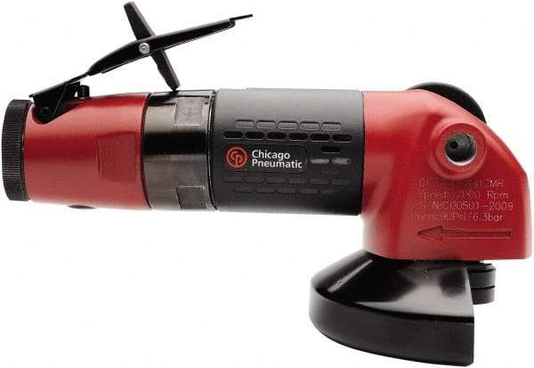 Chicago Pneumatic - 4" Wheel Diam, 12,000 RPM, Pneumatic Angle & Disc Grinder - 3/8-24 Spindle, 36 CFM, Rear Exhaust - Apex Tool & Supply
