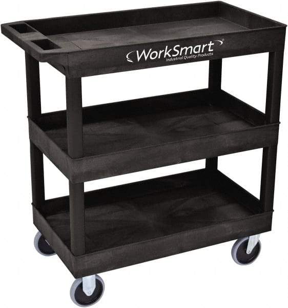 Value Collection - 500 Lb Capacity, 18" Wide x 35" Long x 36" High Shelf Cart - 3 Shelf, Plastic, 2 Rigid/2 Swivel Casters - Apex Tool & Supply