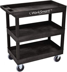 Value Collection - 500 Lb Capacity, 18" Wide x 35" Long x 36" High Shelf Cart - 3 Shelf, Plastic, 2 Rigid/2 Swivel Casters - Apex Tool & Supply