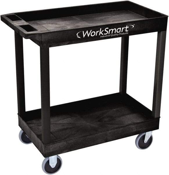 Value Collection - 500 Lb Capacity, 18" Wide x 35" Long x 35" High Shelf Cart - 2 Shelf, Plastic, 2 Rigid/2 Swivel Casters - Apex Tool & Supply