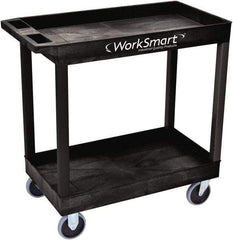 Value Collection - 500 Lb Capacity, 18" Wide x 35" Long x 35" High Shelf Cart - 2 Shelf, Plastic, 2 Rigid/2 Swivel Casters - Apex Tool & Supply