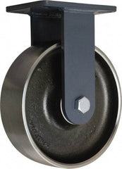 Hamilton - 10" Diam x 3" Wide x 12-1/2" OAH Top Plate Mount Rigid Caster - Forged Steel, 6,000 Lb Capacity, Precision Ball Bearing, 5-1/4 x 7-1/4" Plate - Apex Tool & Supply