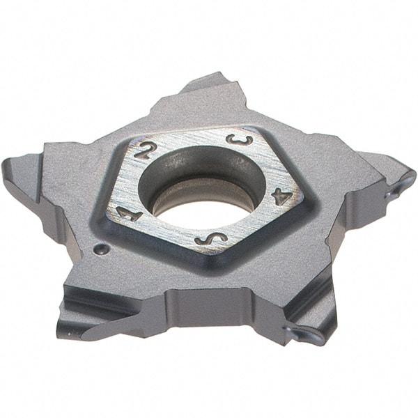 Iscar - PENTA24N120 J IC908 Grade, 0.0472" Cutting Width, Carbide Cutoff Insert - Neutral Lead Angle, 0.0236" Cnr Rad, TiN/TiAlN Coated - Apex Tool & Supply