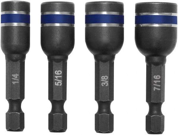 Irwin - 4 Piece, Magnetic Nutsetters Handle, Hex - 1/4 to 7/16" Hex - Apex Tool & Supply