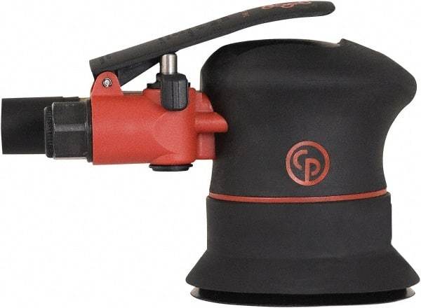 Chicago Pneumatic - 12,000 OPM, 16 CFM Air Consumption, 90 psi Air Pressure, Palm Air Orbital Sander - Round Pad, Adhesive/PSA Backing, 1/4" Inlet - Apex Tool & Supply