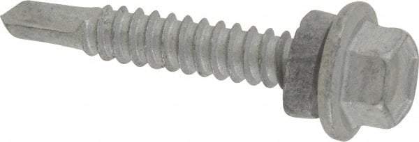 Buildex - 1/4", Hex Washer Head, Hex Drive, 1-1/2" Length Under Head, #3 Point, Self Drilling Screw - Steel - Apex Tool & Supply