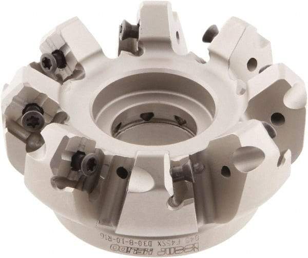 Iscar - 3" Cut Diam, 1" Arbor Hole, 0.276" Max Depth of Cut, 45° Indexable Chamfer & Angle Face Mill - 8 Inserts, S845 SX.U 16.. Insert, Right Hand Cut, 8 Flutes, Through Coolant, Series Helido - Apex Tool & Supply
