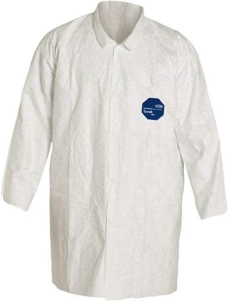 Dupont - Size 2XL White Disposable Chemical Resistant Lab Coat - Tyvek, Snap Front, Elastic Cuff - Apex Tool & Supply