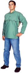 Stanco Safety Products - Size XL, 46-48" Chest, 20" Long, Flame Resistant, Cape Sleeves & Bib - Sateen Cotton, 9 oz, Green - Apex Tool & Supply