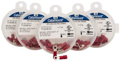 Thomas & Betts - 22-16 AWG Partially Insulated Crimp Connection Circular Ring Terminal - #6 Stud, 0.803" OAL x 0.26" Wide, Tin Plated Copper Contact - Apex Tool & Supply