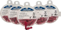 Thomas & Betts - 22 to 16 AWG, Vinyl, Fully Insulated, Female Wire Disconnect - 1/4 Inch Wide Tab, Red, RoHS Compliant, UL 94 V-0 - Apex Tool & Supply