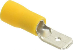 Thomas & Betts - 12 to 10 AWG, Vinyl, Fully Insulated, Male Wire Disconnect - 1/4 Inch Wide Tab, Yellow, RoHS Compliant, UL 94 V-0 - Apex Tool & Supply