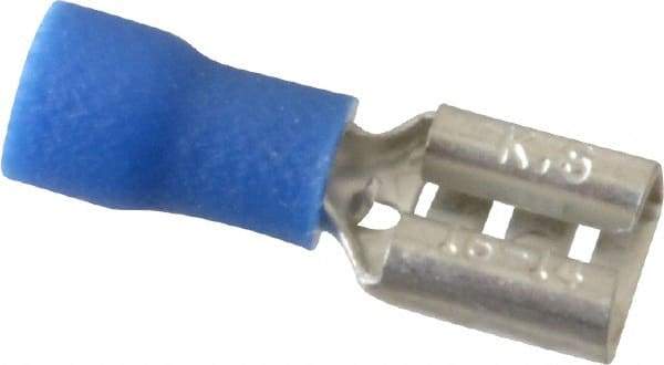 Thomas & Betts - 16 to 14 AWG, Vinyl, Fully Insulated, Female Wire Disconnect - 1/4 Inch Wide Tab, Blue, RoHS Compliant, UL 94 V-0 - Apex Tool & Supply