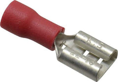 Thomas & Betts - 22 to 16 AWG, Vinyl, Fully Insulated, Female Wire Disconnect - 1/4 Inch Wide Tab, Red, RoHS Compliant, UL 94 V-0 - Apex Tool & Supply