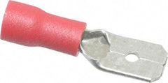 Thomas & Betts - 22 to 16 AWG, Vinyl, Fully Insulated, Male Wire Disconnect - 1/4 Inch Wide Tab, Red, RoHS Compliant, UL 94 V-0 - Apex Tool & Supply