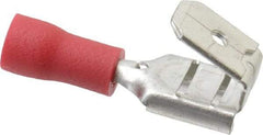 Thomas & Betts - 22 to 16 AWG, Vinyl, Fully Insulated, Piggyback Wire Disconnect - 1/4 Inch Wide Tab, Red, RoHS Compliant, UL 94 V-0 - Apex Tool & Supply