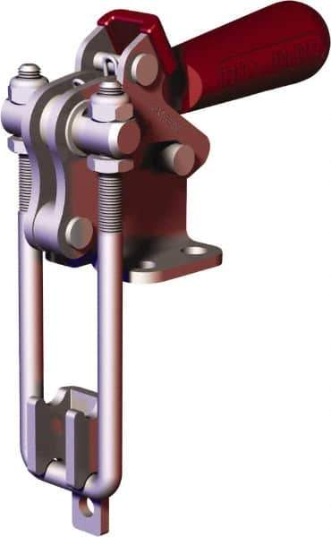 De-Sta-Co - 1,000.4 Lb Capacity, Vertical, U Hook, Flanged Base, Carbon Steel Pull Action Latch Clamp - 2.04" Drawing Movement, 4.12" OAL, Threaded U Hook, Straight Handle - Apex Tool & Supply