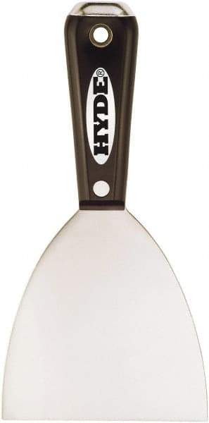 Hyde Tools - 2" Wide Chisel Edge Blade Stainless Steel Putty Knife - Flexible, Straight Nylon Handle, 7-3/4" OAL - Apex Tool & Supply
