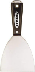 Hyde Tools - 4" Wide Chisel Edge Blade Stainless Steel Putty Knife - Flexible, Hammerhead Nylon Handle, 8-1/4" OAL - Apex Tool & Supply