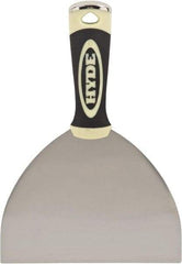 Hyde Tools - 6" Wide Chisel Edge Blade Carbon Steel Putty Knife - Flexible, Ergosoft Plastic Overmold Handle, 8" OAL - Apex Tool & Supply