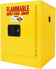 Securall Cabinets - 1 Door, 1 Shelf, Yellow Steel Standard Safety Cabinet for Flammable and Combustible Liquids - 22" High x 17" Wide x 17" Deep, Manual Closing Door, 3 Point Key Lock, 4 Gal Capacity - Apex Tool & Supply