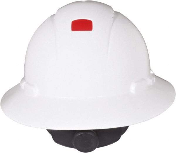 3M - ANSI Type I, Class C Rated, 4-Point, Ratchet Adjustment Hard Hat - Size 6-1/2 to 8, White, Full Brim, Vented - Apex Tool & Supply