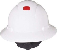 3M - ANSI Type I, Class C Rated, 4-Point, Ratchet Adjustment Hard Hat - Size 6-1/2 to 8, White, Full Brim, Vented - Apex Tool & Supply