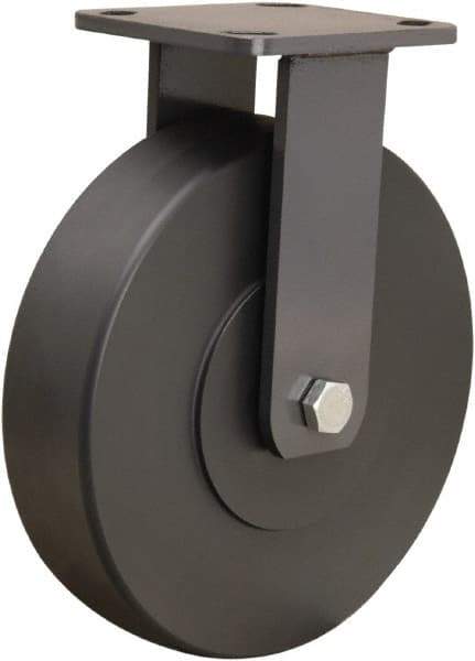 Hamilton - 8" Diam x 2" Wide x 9-1/2" OAH Top Plate Mount Rigid Caster - Nylon, 2,000 Lb Capacity, Sealed Precision Ball Bearing, 4 x 4-1/2" Plate - Apex Tool & Supply