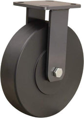 Hamilton - 8" Diam x 2" Wide x 9-1/2" OAH Top Plate Mount Rigid Caster - Nylon, 2,000 Lb Capacity, Sealed Precision Ball Bearing, 4 x 4-1/2" Plate - Apex Tool & Supply