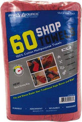 PRO-SOURCE - 14 Inch Long x 14 Inch Wide Virgin Cotton Shop Towels & Industrial Rags - Red, Huck Toweling, Lint Free, 60 Sheets per Pack - Apex Tool & Supply