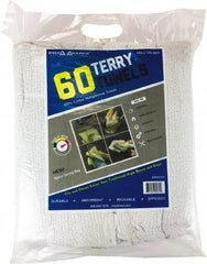 PRO-SOURCE - 14 Inch Long x 17 Inch Wide Virgin Terry Cotton Towels - White, Terry Cloth, Medium Lint, 60 Sheets per Pack - Apex Tool & Supply